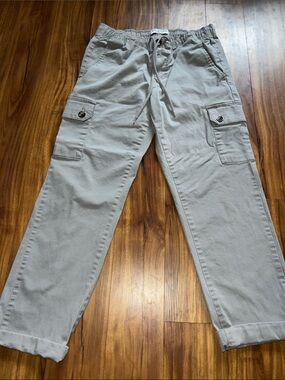 Men's Casual Cargo Drawstring Pants - Light Gray Size Medium